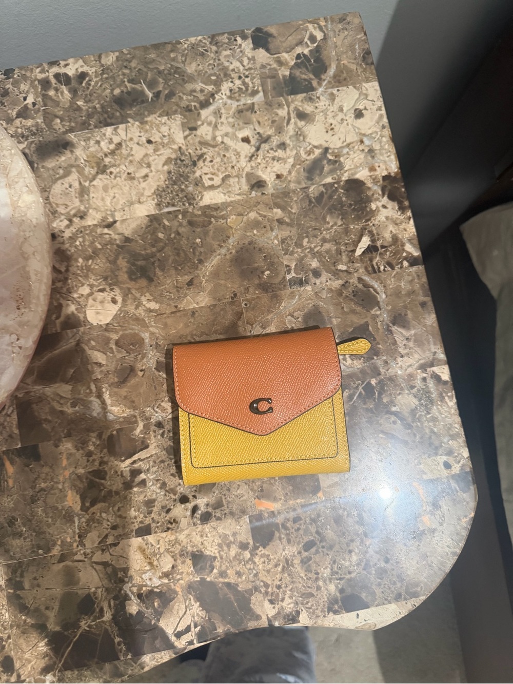 Coach Two-Tone Yellow and Tan Small Wallet